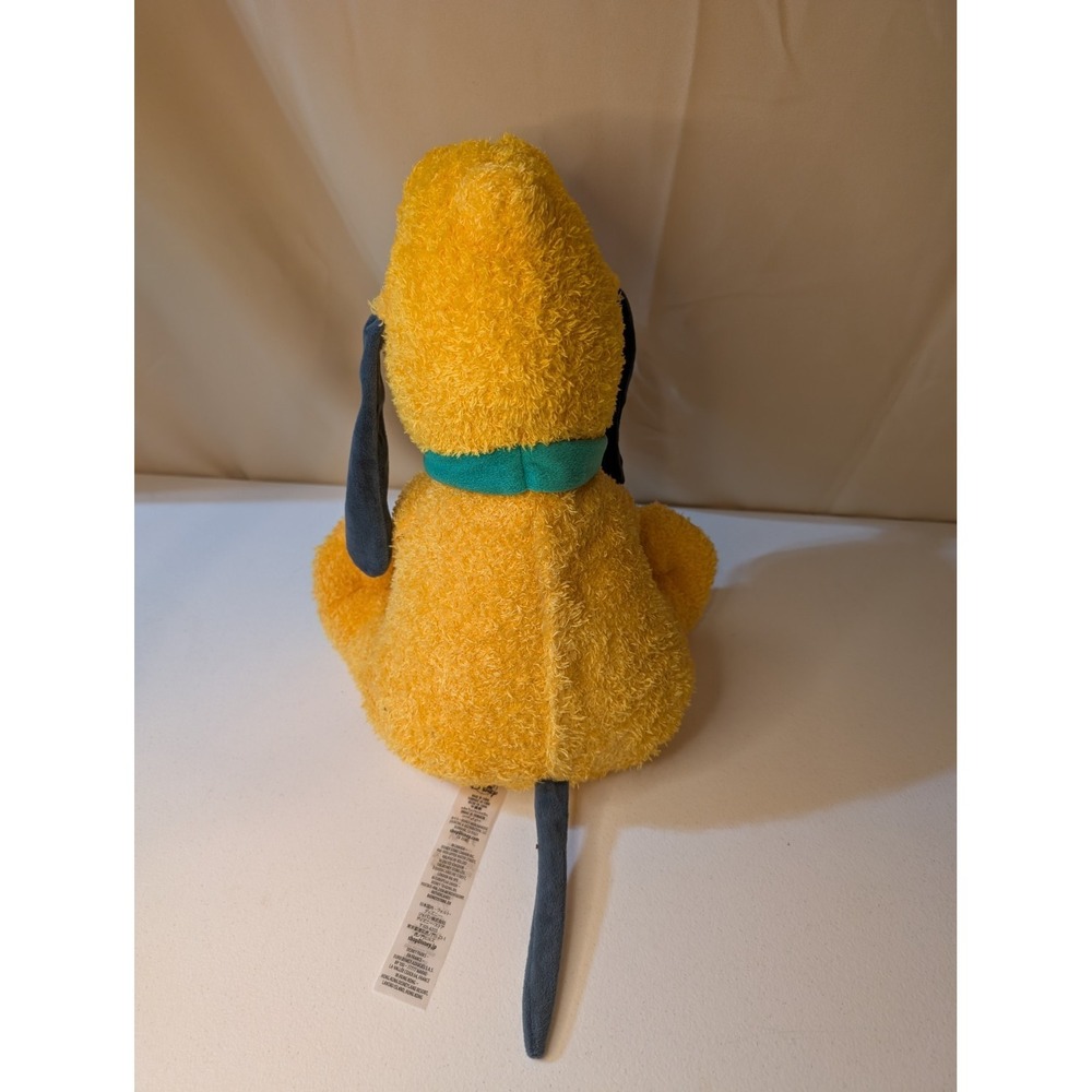 DISNEY Pluto 16" Plush Dog Stuffed Animal Yellow Black Ears Green Collar Toy - Picture 2 of 5